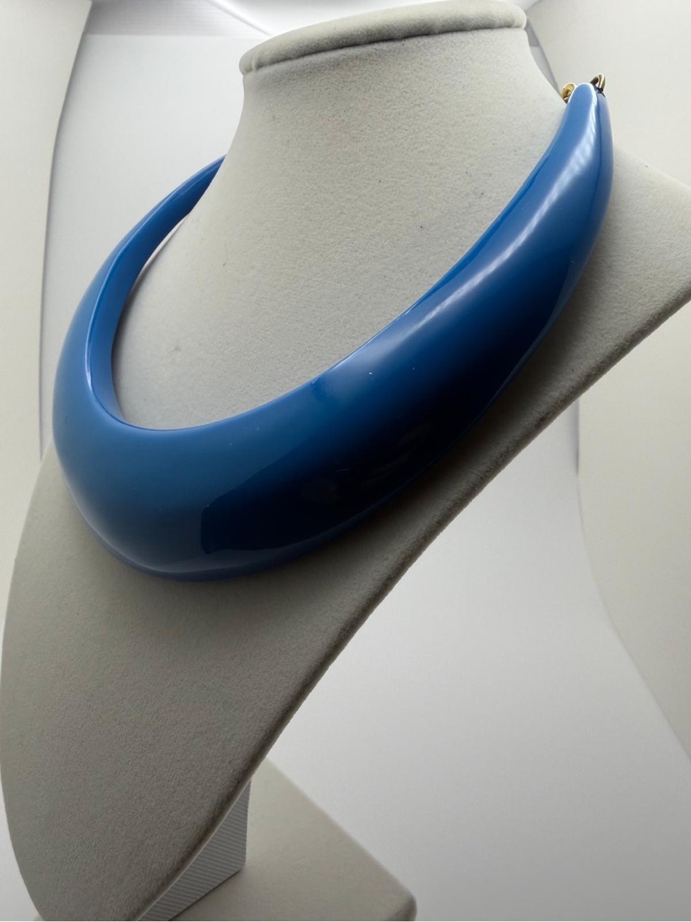 Blue Statement Collar Necklace - Bold Glossy Design
